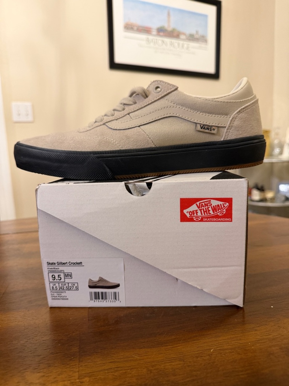 Vans Beige Suede Skate Sneakers with Black Sole